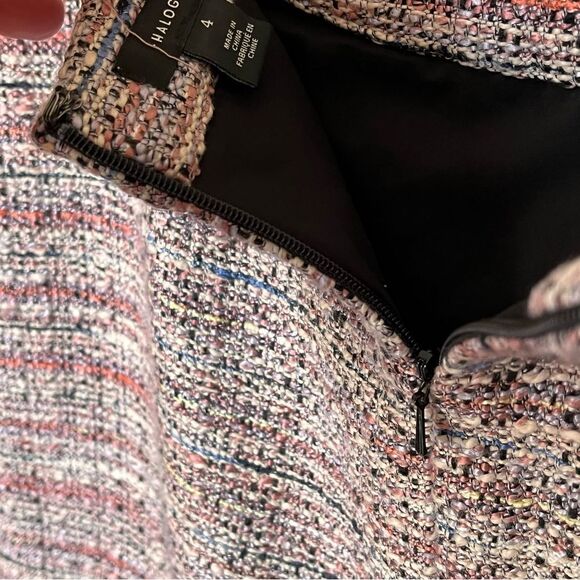 Halogen Multicolor Faux Wrap Fringed Tweed Short Skirt - Lined  Size 4 - Picture 7 of 9